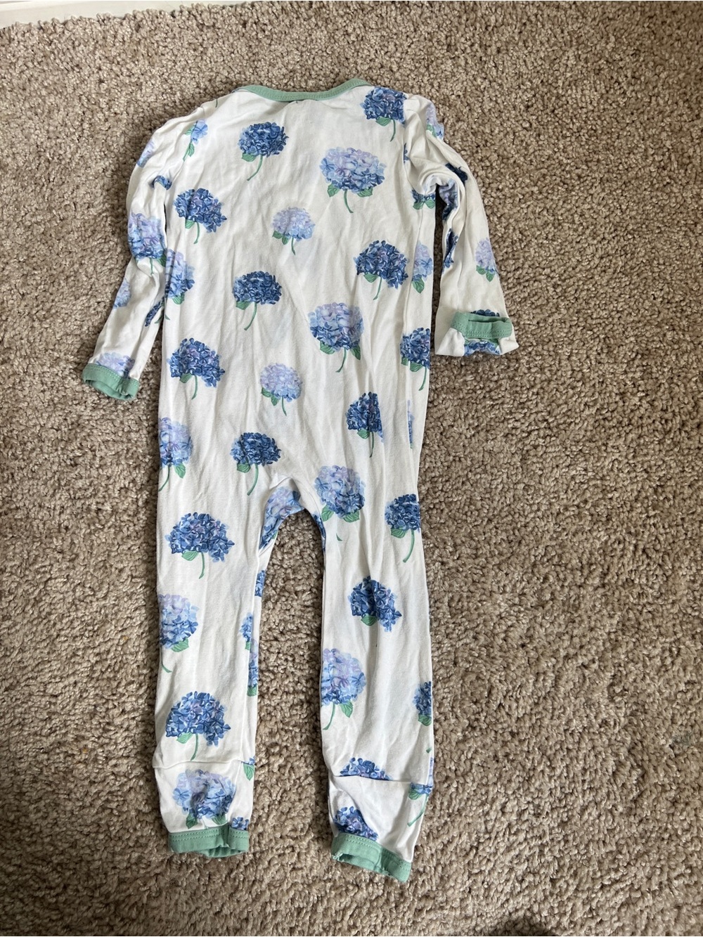 Kyte hydrangea zipper footie 12-18 - Picture 3 of 3